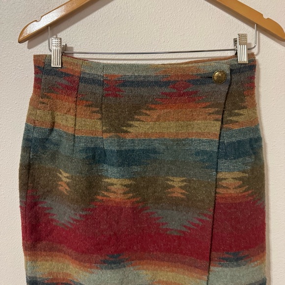 Vintage Express Jeans Wool Southwestern Tapestry Wrap Midi Skirt Multi Italy-S - Picture 3 of 8